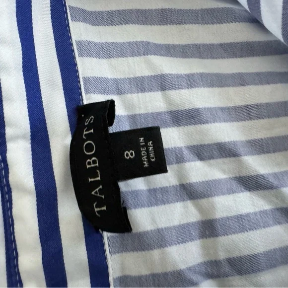 Talbots Blue and White Striped Shirt. New! 100% cotton. - Picture 8 of 11